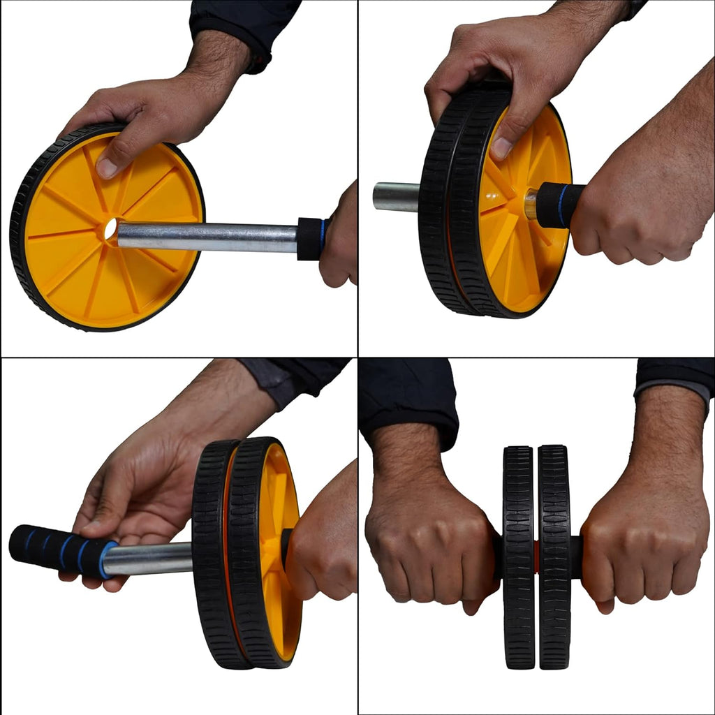 Premium Abs Roller for Men & Women, Abs Workout Equipment for Abdominal Ab Roller Home Exercise Equipment with Knee Mat -(Yellow & Black)