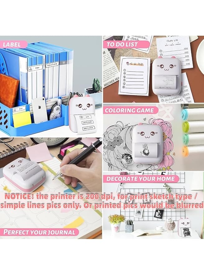 Mini Thermal Printer | Inkless Sticker Printer | USB APP Control