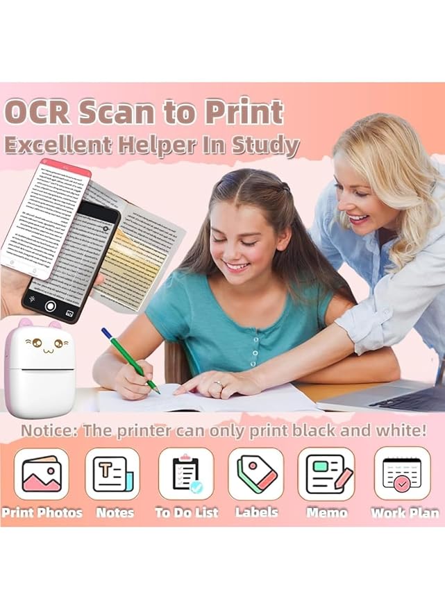 Mini Thermal Printer | Inkless Sticker Printer | USB APP Control