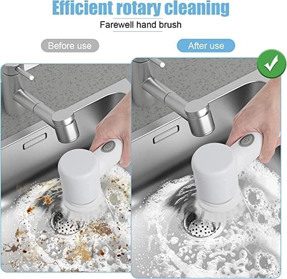Electric Cleaning Brush, 3 Brush Heads, Bathroom, Shower Tub, Kitchen, Stove, Floor, Car