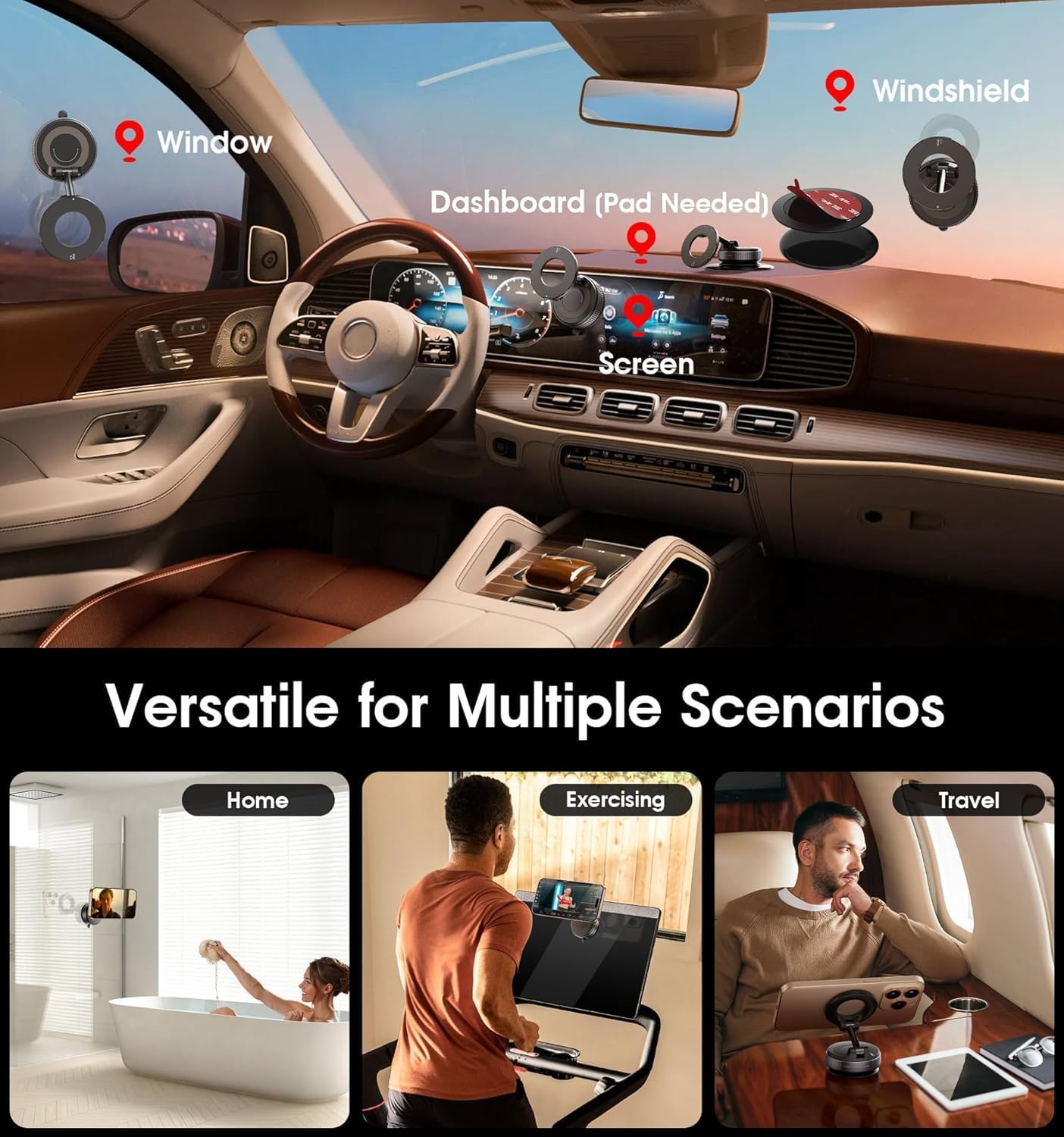 Upgraded 360° Vacuum Magnetic Car Phone Mount