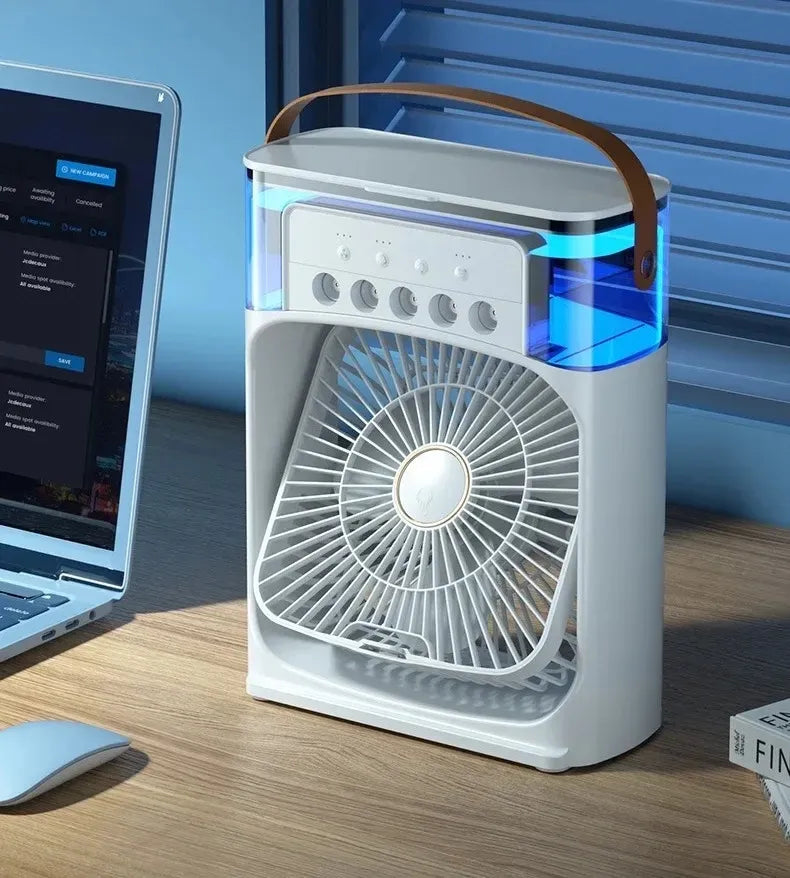 Portable Mini Fan Cooler with 7-colour LED lighting
