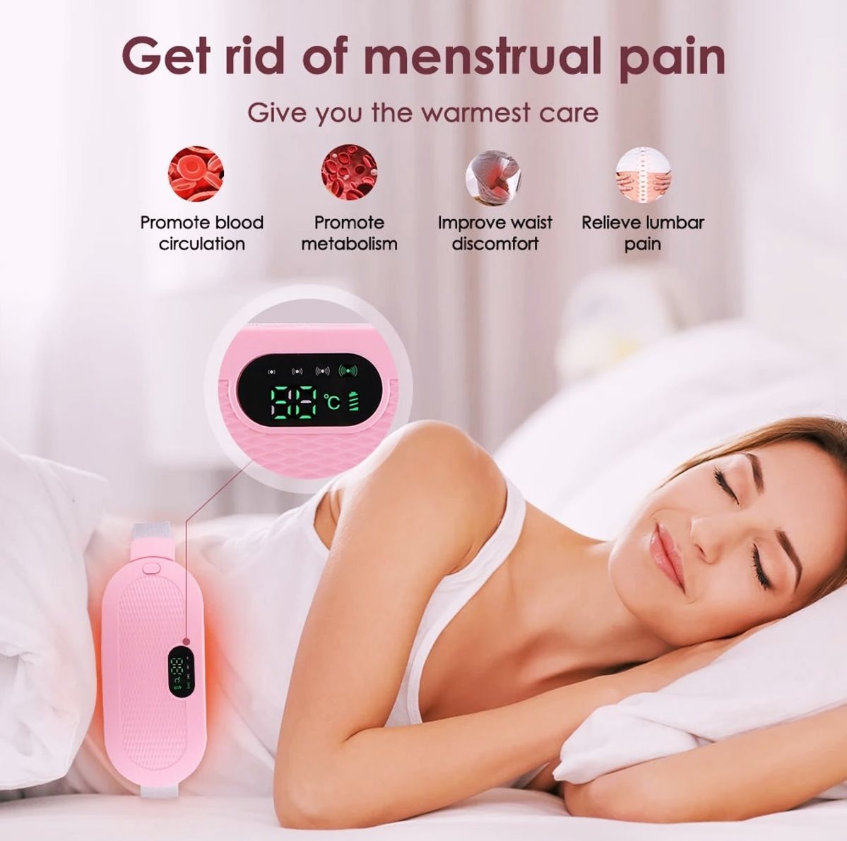 Period Cramp Relief Massager with Heating Pad for Back Pain