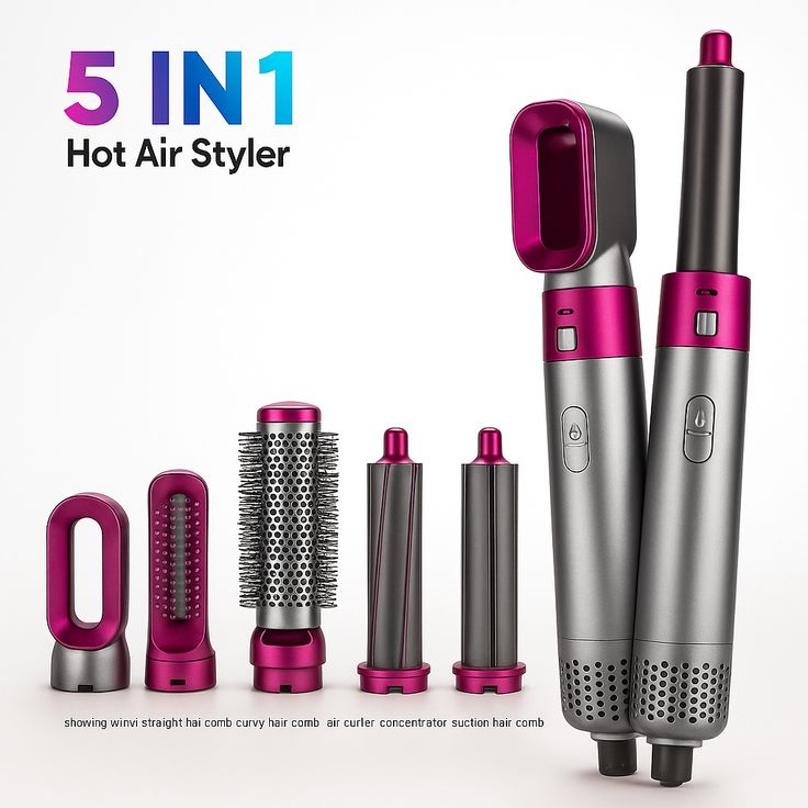 Muti-Functional 5 IN 1 Hair Styling Tool Detachable Hot Air Brush Hair Dryer with Comb