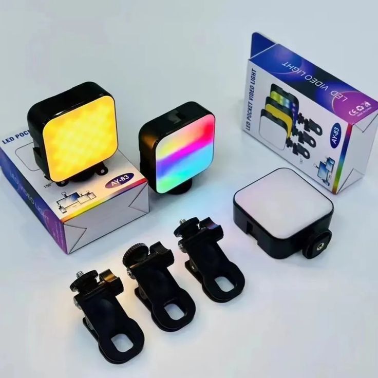 Reel Video Light with Clip and 3 Cold Shoe Connectors | 120 LED Beads | Dimmable and Rechargeable Battery |
