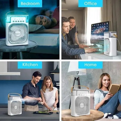 Portable Mini Fan Cooler with 7-colour LED lighting