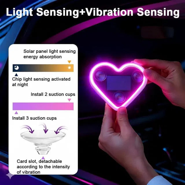Heart Shaped Solar Car Window Light