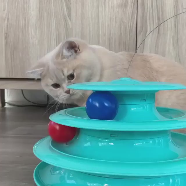 3 Layer Plastic Tower Toy for Pet (Yellow)
